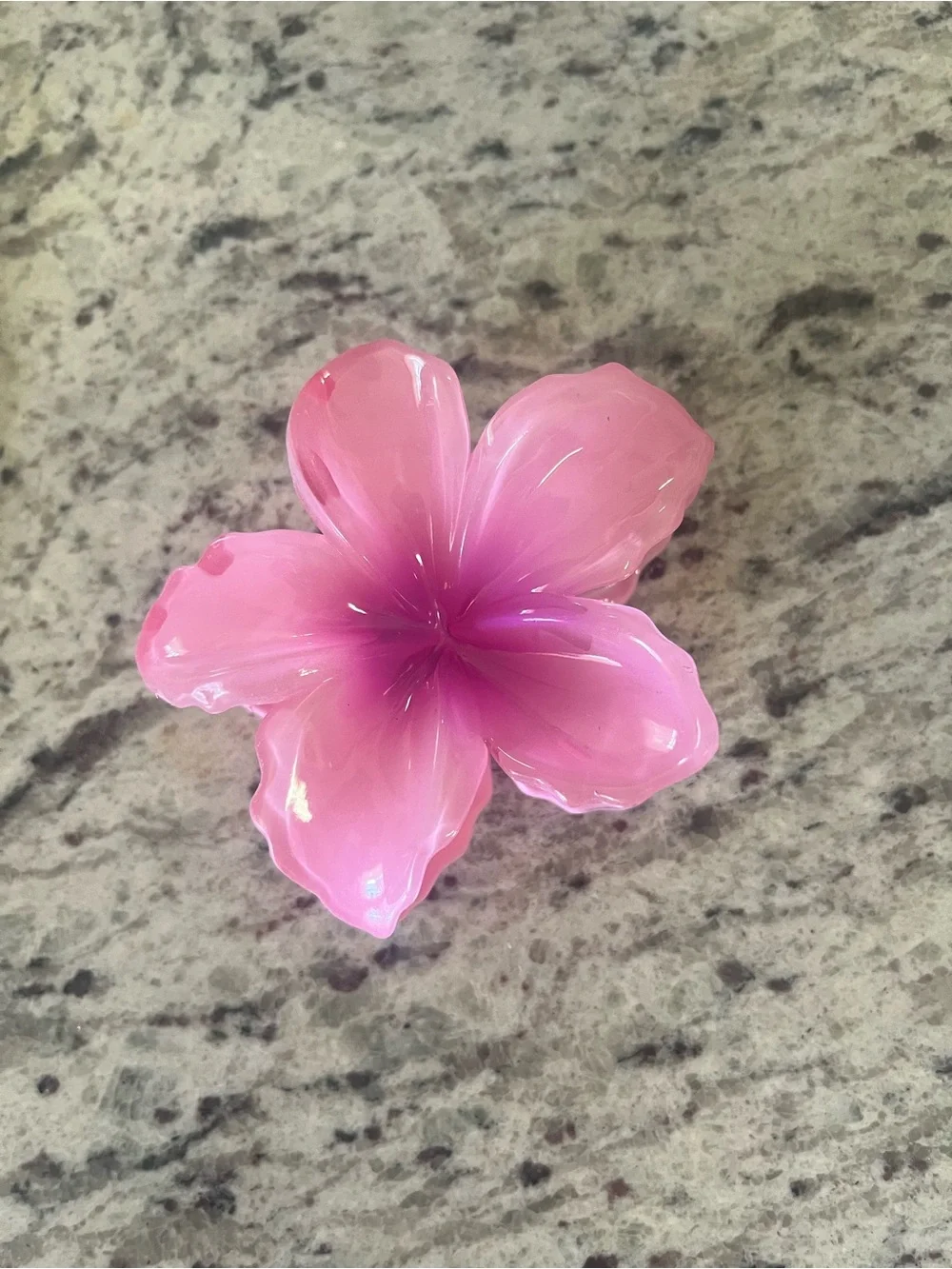 Pink hibiscus flower hair clip